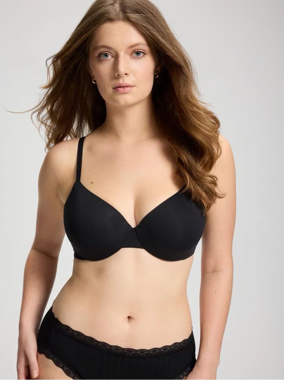 Soma Modern Cotton Perfect Coverage Lightly Lined Bra in Black Sz 38D